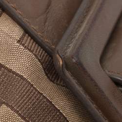 Pre Owned Givenchy Brown/Beige Monogram Canvas and Leather Buckle Flap Hobo