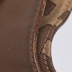 Pre Owned Givenchy Brown/Beige Monogram Canvas and Leather Buckle Flap Hobo