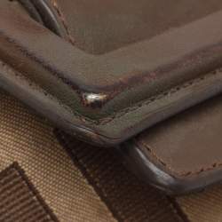 Pre Owned Givenchy Brown/Beige Monogram Canvas and Leather Buckle Flap Hobo