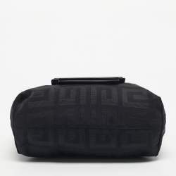 Pre Owned Givenchy Black Logo Jacquard Nylon Hobo