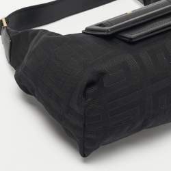 Pre Owned Givenchy Black Logo Jacquard Nylon Hobo