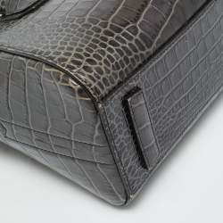 Pre Owned حقيبة ساتشل جيفنشي أنتيجونا جلد منقوش كروك رمادي داكن صغيرة