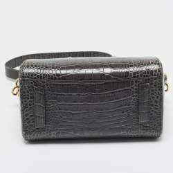 Pre Owned حقيبة ساتشل جيفنشي أنتيجونا جلد منقوش كروك رمادي داكن صغيرة