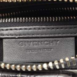 Pre Owned حقيبة ساتشل جيفنشي أنتيجونا جلد منقوش كروك رمادي داكن صغيرة