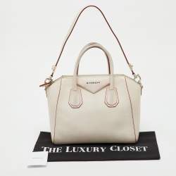 Pre Owned Givenchy White Leather Small Antigona Satchel