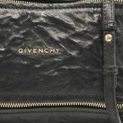 Pre Owned Givenchy Black Distressed Leather Mini Pandora Sugar Crossbody Bag