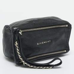 Pre Owned Givenchy Black Leather Pandora Wristlet Clutch