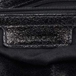 Pre Owned Givenchy Black Crinkled Glossy Leather Metal Handle Hobo