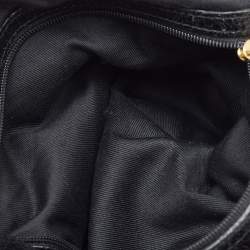 Pre Owned Givenchy Black Crinkled Glossy Leather Metal Handle Hobo