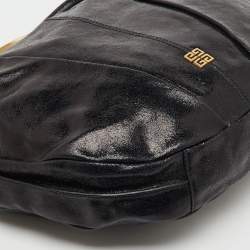 Pre Owned Givenchy Black Crinkled Glossy Leather Metal Handle Hobo