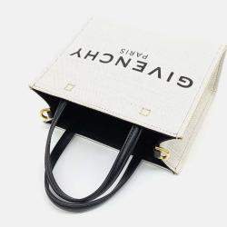 Pre Owned Givenchy Black White Leather Canvas G Tote Bag Mini