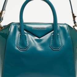 Pre Owned Givenchy Green Patent and Leather Small Antigona Satchel
