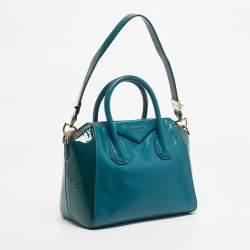 Pre Owned Givenchy Green Patent and Leather Small Antigona Satchel