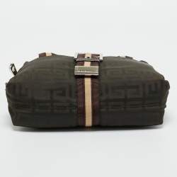 Pre Owned Givenchy Green/Brown Monogram Fabric Buckle Hobo