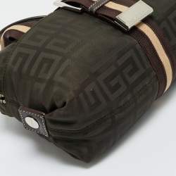 Pre Owned Givenchy Green/Brown Monogram Fabric Buckle Hobo