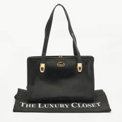 Pre Owned Givenchy Black Leather Vintage Kisslock Tote