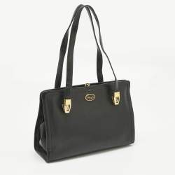 Pre Owned Givenchy Black Leather Vintage Kisslock Tote