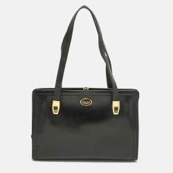 Pre Owned Givenchy Black Leather Vintage Kisslock Tote