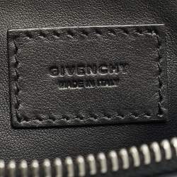 Pre Owned Givenchy Black Leather Logo Zip  Flat Pouch