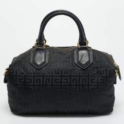 Pre Owned Givenchy Black Logo Jacquard Nylon Satchel