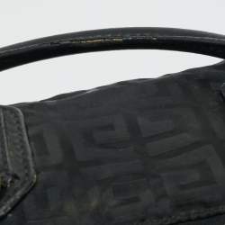 Pre Owned Givenchy Black Logo Jacquard Nylon Satchel