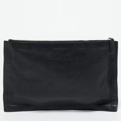 Pre Owned Givenchy Black Leather Antigona Flat Zip Clutch