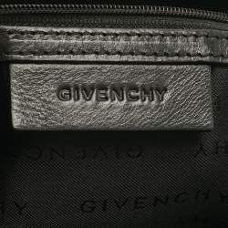 Pre Owned Givenchy Black Logo Jacquard Fabric and Leather Double Flap Satchel
