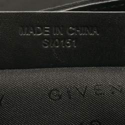 Pre Owned Givenchy Black Logo Jacquard Fabric and Leather Double Flap Satchel