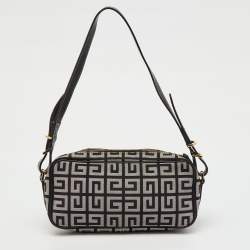 Pre Owned Givenchy Black/Grey Monogram Canvas and Leather Tassel Shoulder Bag