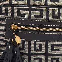 Pre Owned Givenchy Black/Grey Monogram Canvas and Leather Tassel Shoulder Bag