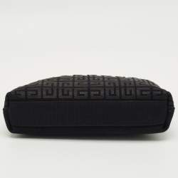 Pre Owned Givenchy Black 4G Embroidered Canvas Wristlet Pouch
