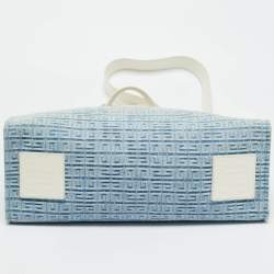 Pre Owned Givenchy Blue/Cream 4G Denim and Leather Medium Tote