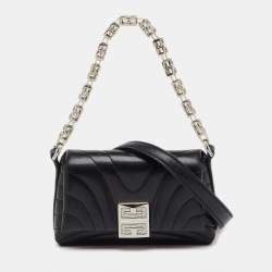 Pre Owned Givenchy Black Quilted Leather 4G Liquid Micro Shoulder Bag