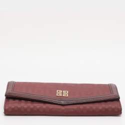 Pre Owned Givenchy Burgundy Nylon Monogram and Leather Continental Wallet