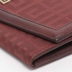 Pre Owned Givenchy Burgundy Nylon Monogram and Leather Continental Wallet