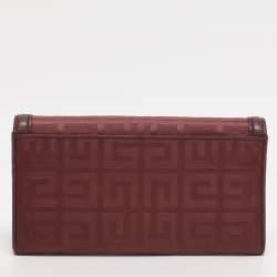 Pre Owned Givenchy Burgundy Nylon Monogram and Leather Continental Wallet