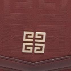 Pre Owned Givenchy Burgundy Nylon Monogram and Leather Continental Wallet