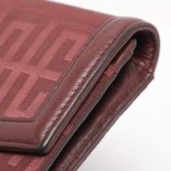 Pre Owned Givenchy Burgundy Nylon Monogram and Leather Continental Wallet