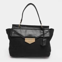 Pre Owned Givenchy Black Monogram Canvas and Leather Top Handle Bag