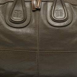 Pre Owned Givenchy Olive Green Leather Large Nightingale Satchel