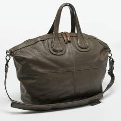 Pre Owned Givenchy Olive Green Leather Large Nightingale Satchel