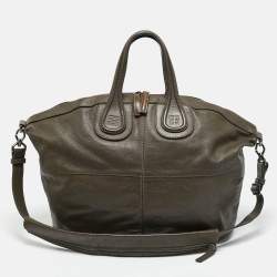 Pre Owned Givenchy Olive Green Leather Large Nightingale Satchel