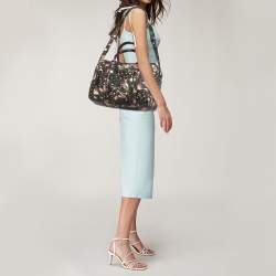 Pre Owned Givenchy Multicolor Coated Canvas and Leather Floral Lucrezia Boston Bag