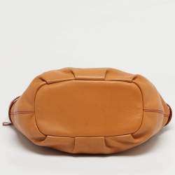Pre Owned Givenchy Tan Leather Greca Logo Hobo