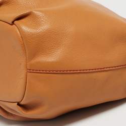 Pre Owned Givenchy Tan Leather Greca Logo Hobo