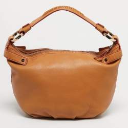 Pre Owned Givenchy Tan Leather Greca Logo Hobo