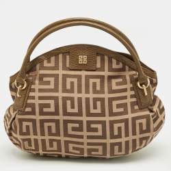 Pre Owned Givenchy Brown Jacquard Canvas and Leather Hobo