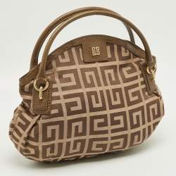 Pre Owned Givenchy Brown Jacquard Canvas and Leather Hobo