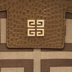 Pre Owned Givenchy Brown Jacquard Canvas and Leather Hobo