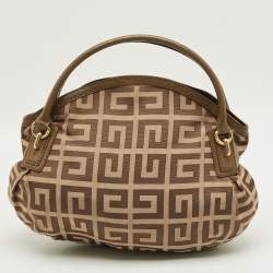 Pre Owned Givenchy Brown Jacquard Canvas and Leather Hobo
